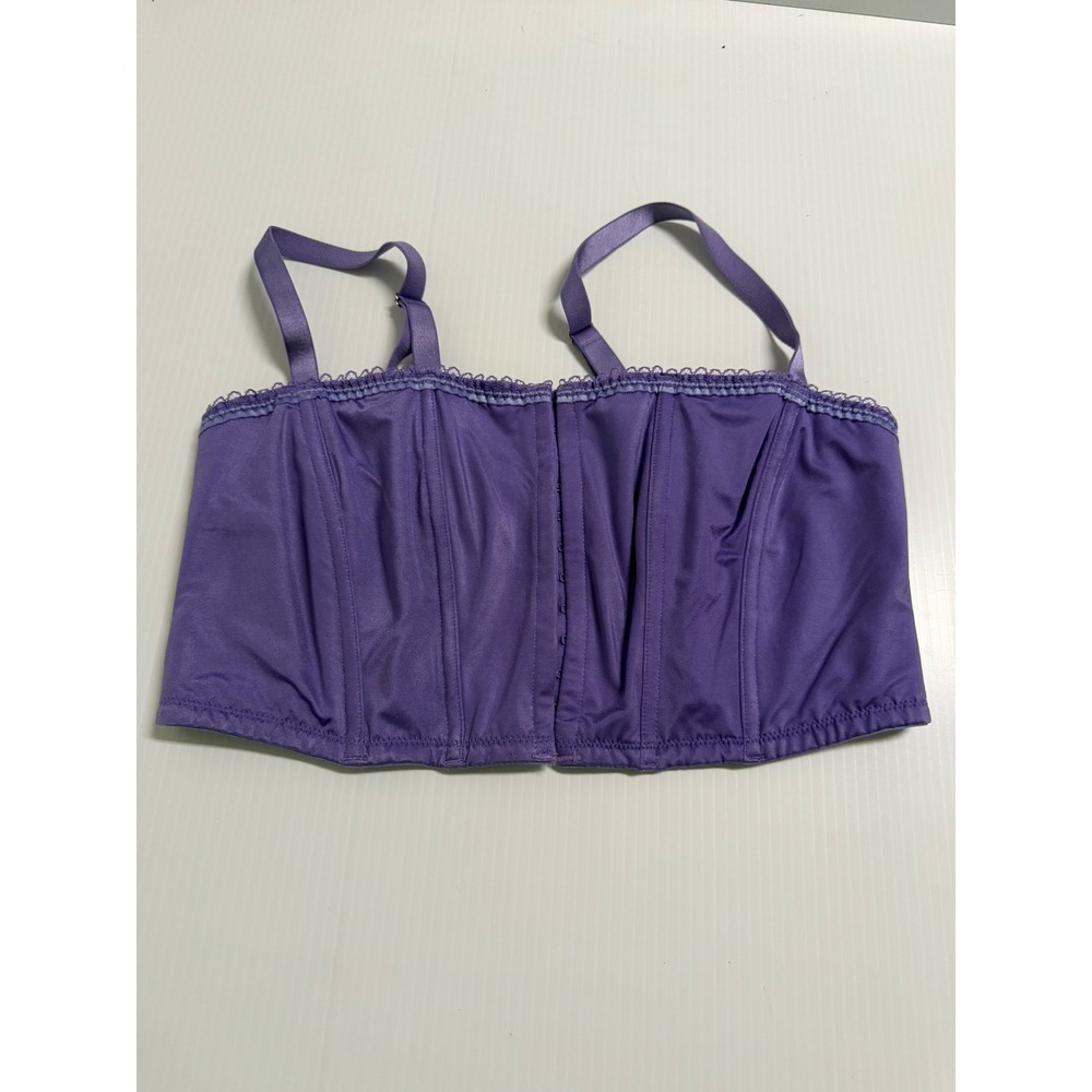Auden Purple Corset Top XXL Hook Eye Front Boned Satin Finish Bustier